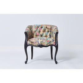Harga yang bagus Elegant black with grain Wood Frame Chair French Style Chair Crazy birds Fabric Antique Armchair Accent chair on line
