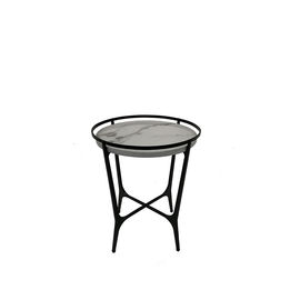 Harga yang bagus iron with powder coating white and black marble top coffee table for living room, small tea table, side table on line