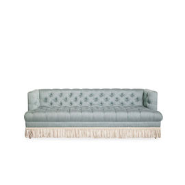 Harga yang bagus New Design Classics Style Living Room Sofa  3 Seater Grey Velvet Fabric Sofa With Fashionable Tasseles on line