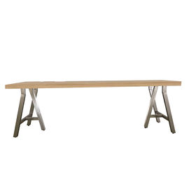 Harga yang bagus Luxury Hotel Furniture Free Standing Desk With Brushed Aluminum Metal Trestle Legs , Modern Appearance writing desk on line