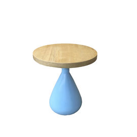 Harga yang bagus Round Solid Oak Blue Base wood veneer Living Room Coffee Table For Hotel Bedroom Set on line