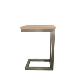 Harga yang bagus Brushed Nickel Leg Wooden Frame Small Wood Veneer Side Coffee Table For Living Room on line