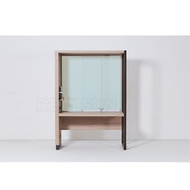 Harga yang bagus Metal Frame Feet Glass Wood Writing Desk Side Mounted Soft Closing With Drawers on line