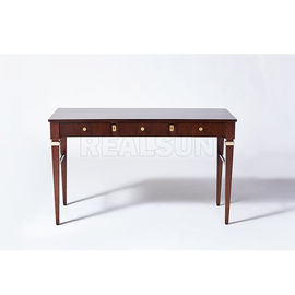 Harga yang bagus Antique MDF Wooden Writing Desk With Walnut Veneer Solid Wood Legs with Three Drawer on line