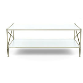 Harga yang bagus Classic Living Room Coffee Table Decorative Brushed Brass With Tempered Glass on line