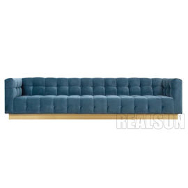 Harga yang bagus Brushed Brass Base Living Room Sofa Folded Biscuit Tufting With Pulled Buttons In Bule Velve on line