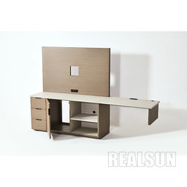 Harga yang bagus HPL Console Table Streamline Unit Luxury Hotel Bedroom Furniture With Laminate Outlets And Usb on line