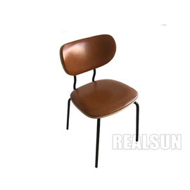 Harga yang bagus PU Leather Fabric Wood Back Dining Chairs Black Metal Leg Metal Base For Restaurant on line