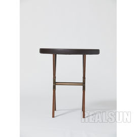 Harga yang bagus Circular Upholstered Top Luxury Hotel Bedroom Furniture X Base Solid Wood Legs Drink Table on line