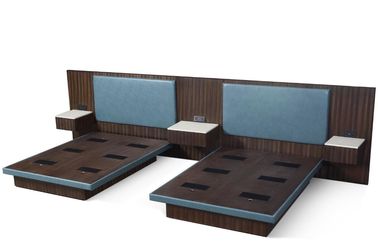Harga yang bagus 5 Star Hyatt Bed Luxury Hotel Bedroom Furniture With Zebra Wood Veneer And Power Outlet on line