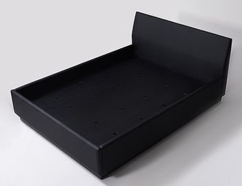 Harga yang bagus Black Vinyl Fully Upholstered King Size Hotel Bedroom Bed With Black Laminate Base on line