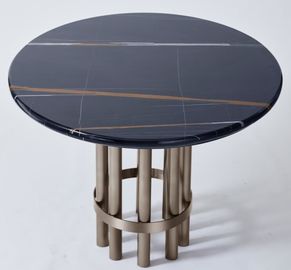 Harga yang bagus Port Laurent Marble Top Wooden Dining Room Tables With Dark Bronze Finish Metal Base on line