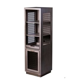 Harga yang bagus Quarter Cut Oak Wood Veneer With Metal Mesh Side Panel Fridge Cabinet Dry Bar Unit on line