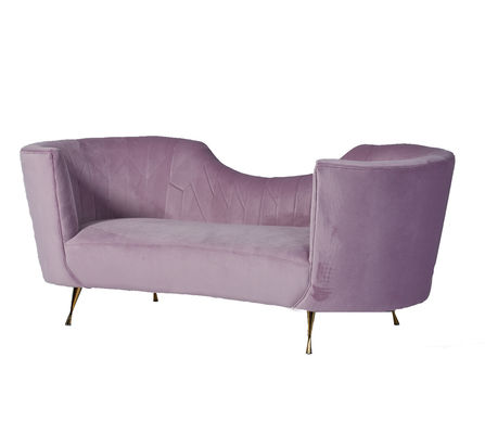 Harga yang bagus Upholstery Unique Arc Baby Pink Curved Velvet Couch on line