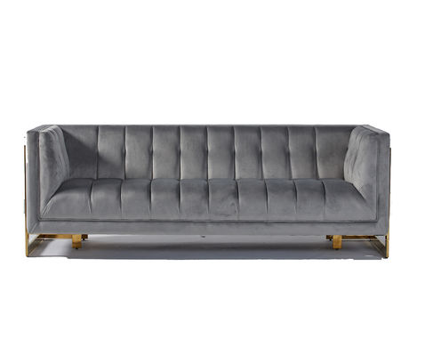 Harga yang bagus Velvet Fabric Tufted Modern Living Room Sofa With Hallow Metal Legs on line