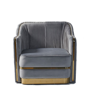 Harga yang bagus Light Luxury Style Velvet Fabric Single Sofa With Stainless Steel Decorated on line