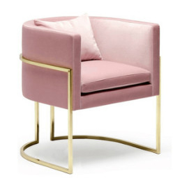 Harga yang bagus Modern Pink Velvet Upholstered Chair Stainless Steel Base on line
