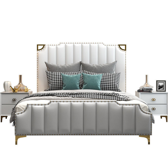 Luxury Hotel Bedroom Furniture Solid Wood Shelf With Stainless Steel Legs 0