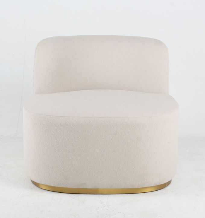Living Room White Fabric Boucle Accent Leisure Chair Modern Style 3
