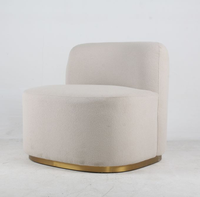 Living Room White Fabric Boucle Accent Leisure Chair Modern Style 2