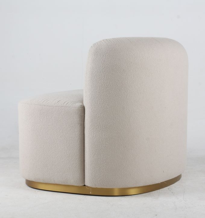 Living Room White Fabric Boucle Accent Leisure Chair Modern Style 1