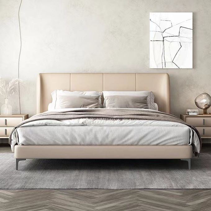 Twin Bed Luxury Hotel Bedroom Furniture With Solid Wood Leather Bed 0