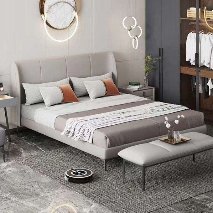 Twin Bed Luxury Hotel Bedroom Furniture With Solid Wood Leather Bed 1