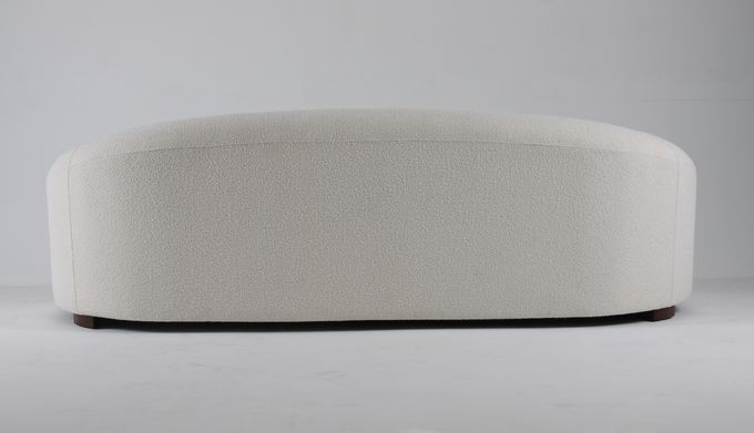 Luxury And Modern White Boucle Living Room Sofa With Wooden Legs 1