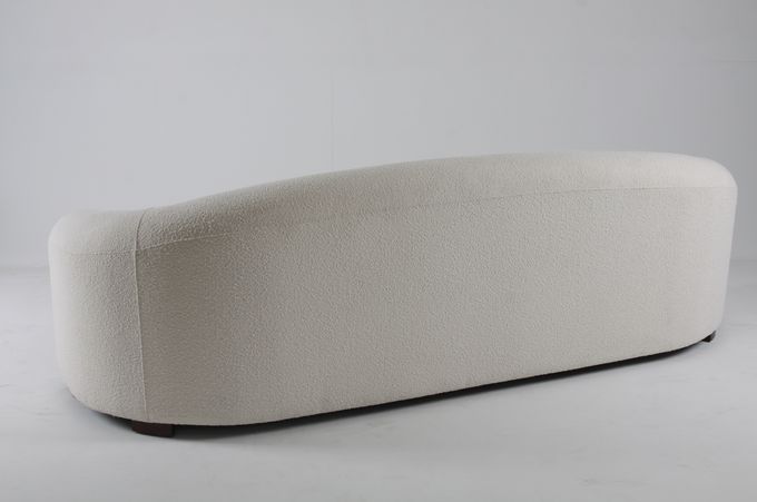 Luxury And Modern White Boucle Living Room Sofa With Wooden Legs 0