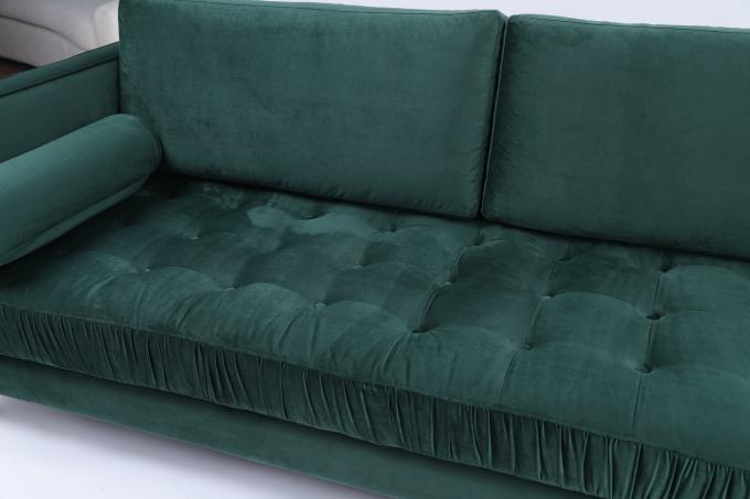 Retro Industrial Style Velvet Fabric 3 Seater Sofa Homestay Light Luxury Green 0
