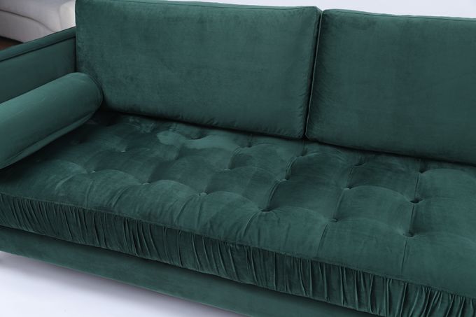 Modular Tufted Button Velvet Office Sofa Living Room 3 Seater Sectionals 0