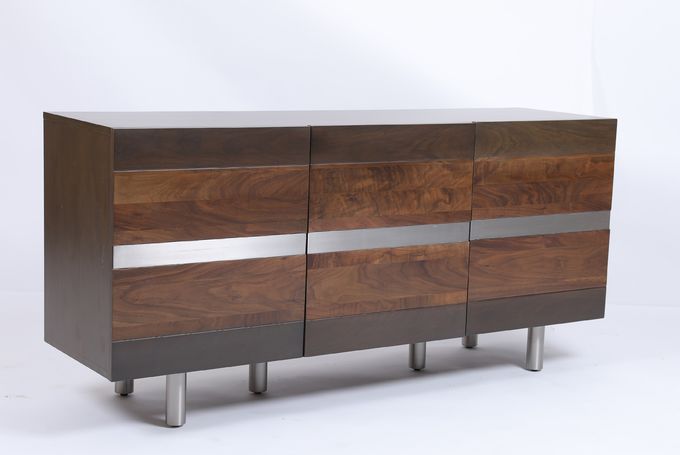 Custom Living Room Buffet Cabinet With 3 Doors Stainless Steel Metal Base 0
