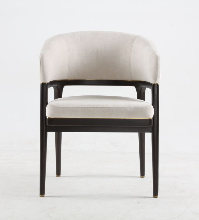 Solid beech wood white luxury Fabric Living Room commercial grade Leisure dining Chair 2