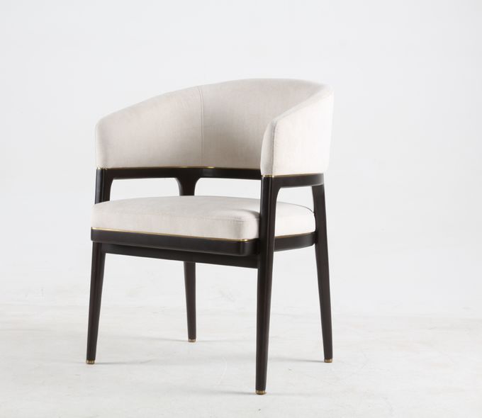 Solid beech wood white luxury Fabric Living Room commercial grade Leisure dining Chair 1