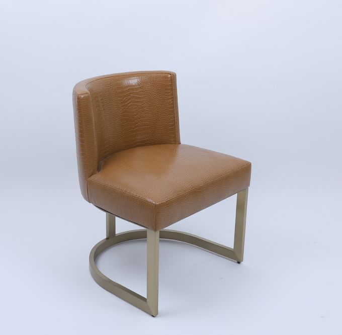 Hotel luxury Metal Golden Leather Living Room Leisure dining Chair 2