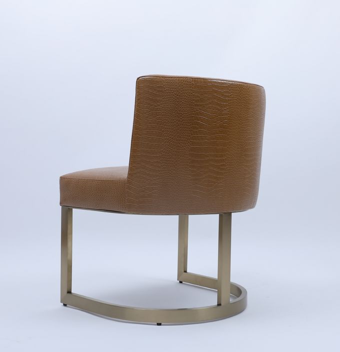 Hotel luxury Metal Golden Leather Living Room Leisure dining Chair 1