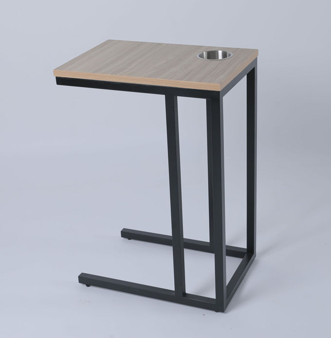 Metal & Wood Custom Side Table With Tea Cup Holder 1