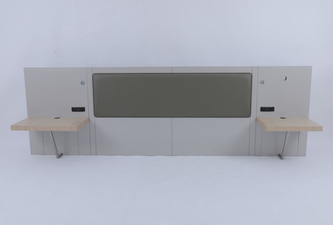 Furnitur Kamar Tidur Hotel Headboard Dengan Meja Malam Di Proyek Hotel Hilton Garden 1