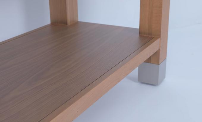 Hotel Komersial Oak Veneer berwarna Kamar Mandi Vanity Dengan Konsol Kayu 1