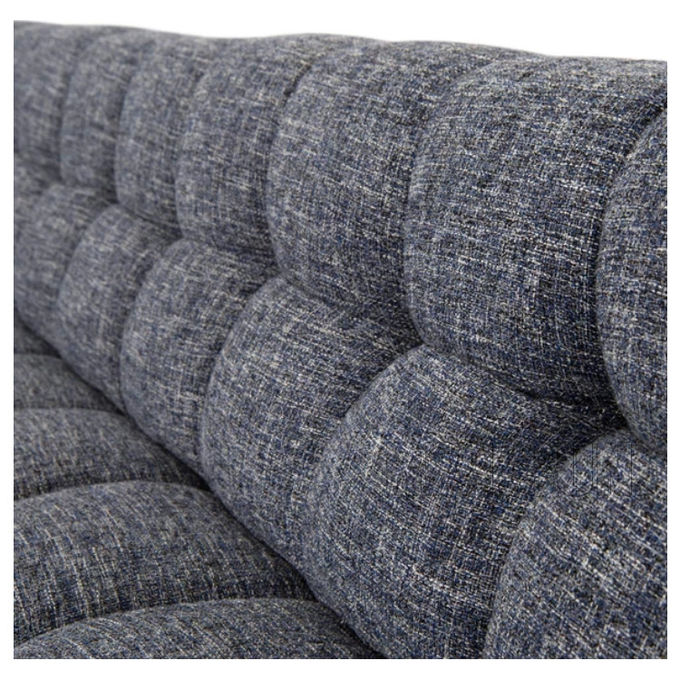 Folded Tufting Grey Linen Fabric Living Room Sofa Walnut Legs And Delicately 0