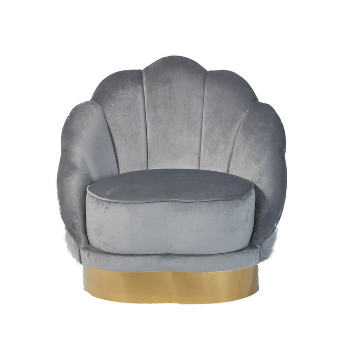 American Velvet Fabric Scallop Shell Shaped Living Room Sofa 1