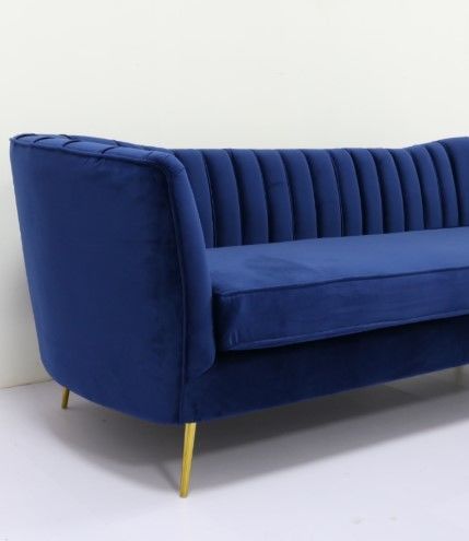 Italian Style Velvet Living Room Fabric Sofas With Stainless Steel Legs 2