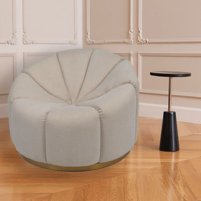 Living Room Furniture Single Velvet Pumpkin Leisure Sofa With Metal Base 5