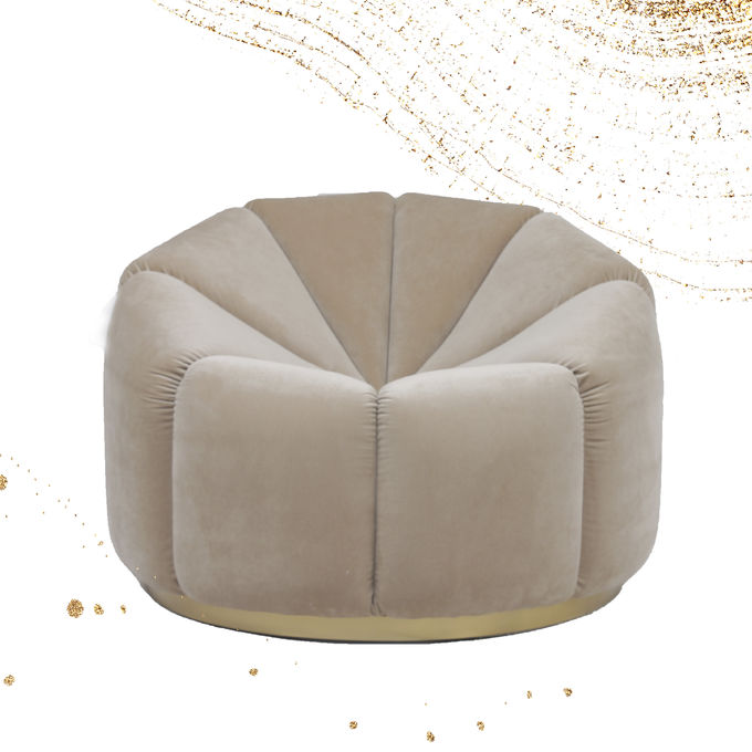 Living Room Furniture Single Velvet Pumpkin Leisure Sofa With Metal Base 1