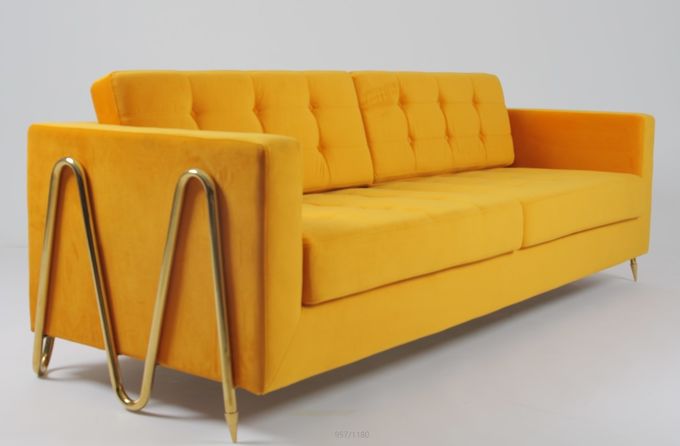 Modern Living Room Velvet Fabric Sofa Couch 2240x960x820mm 5