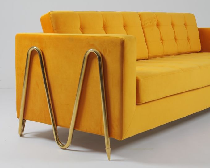 Modern Living Room Velvet Fabric Sofa Couch 2240x960x820mm 4