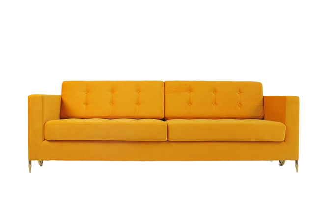 Modern Living Room Velvet Fabric Sofa Couch 2240x960x820mm 1
