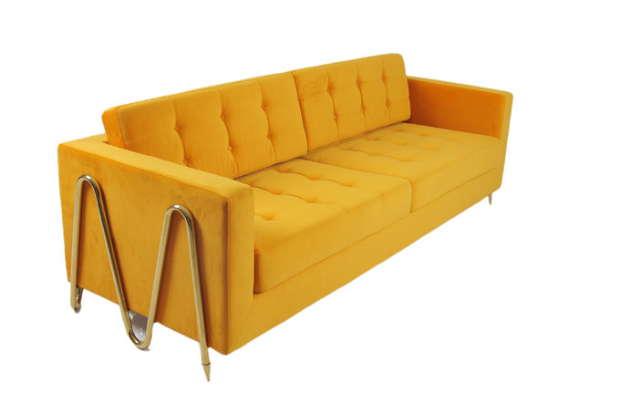 Modern Living Room Velvet Fabric Sofa Couch 2240x960x820mm 2