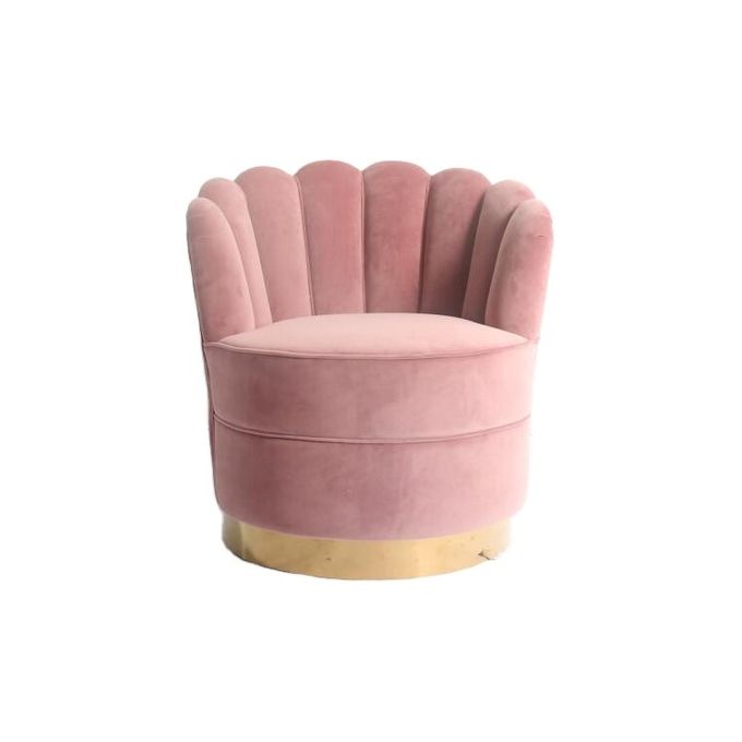 Modern Flower Shape W76cm Velvet Fabric Sofa With Gold SS Base 3