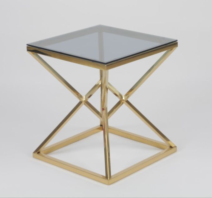 50x50cm Modern 0.47cbm Stainless Steel And Glass Coffee Table 5